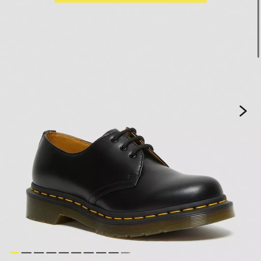 Dr. Martens 1461 Women’s Smooth Black Leather Oxfords with Yellow Stitching